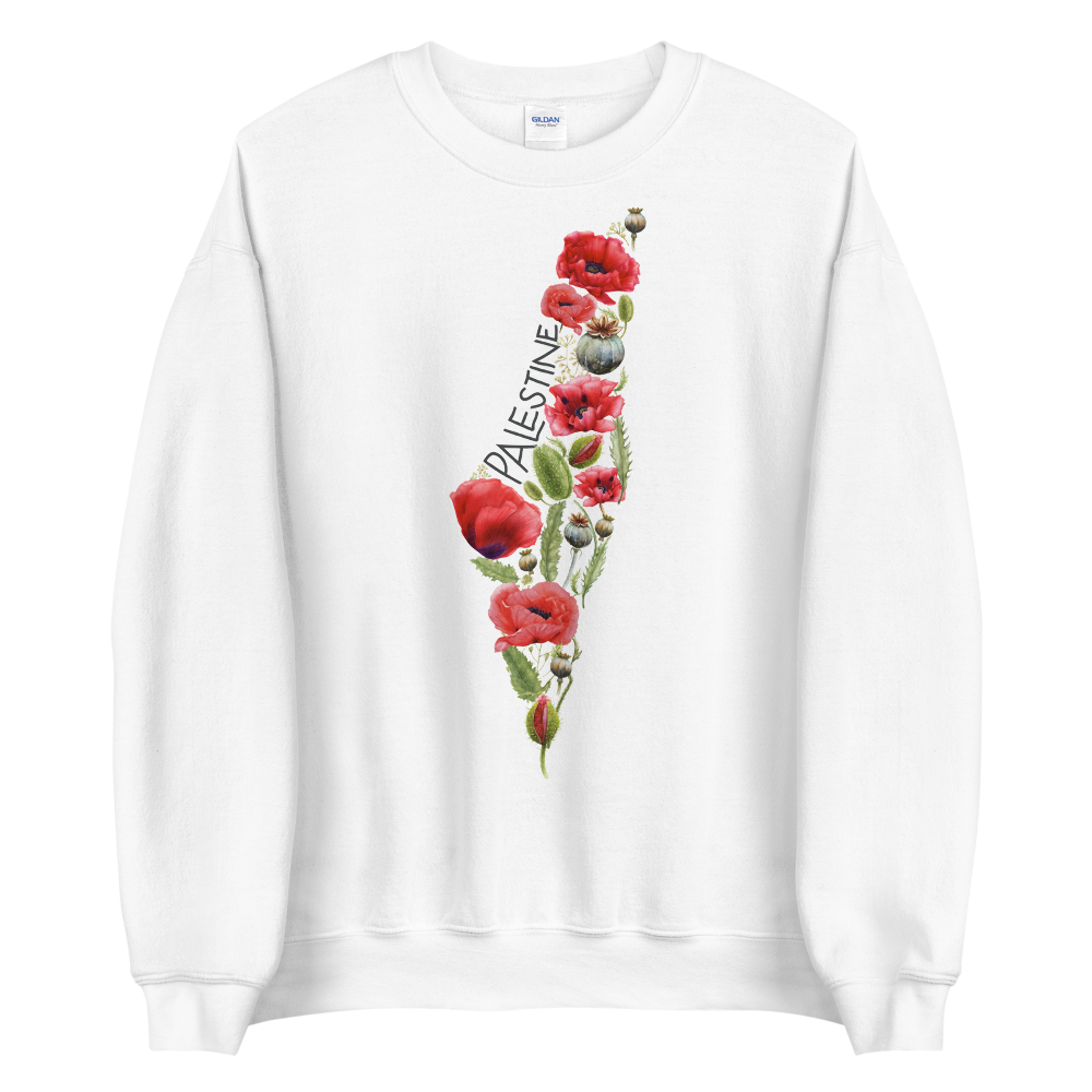 White sweatshirt with sales roses